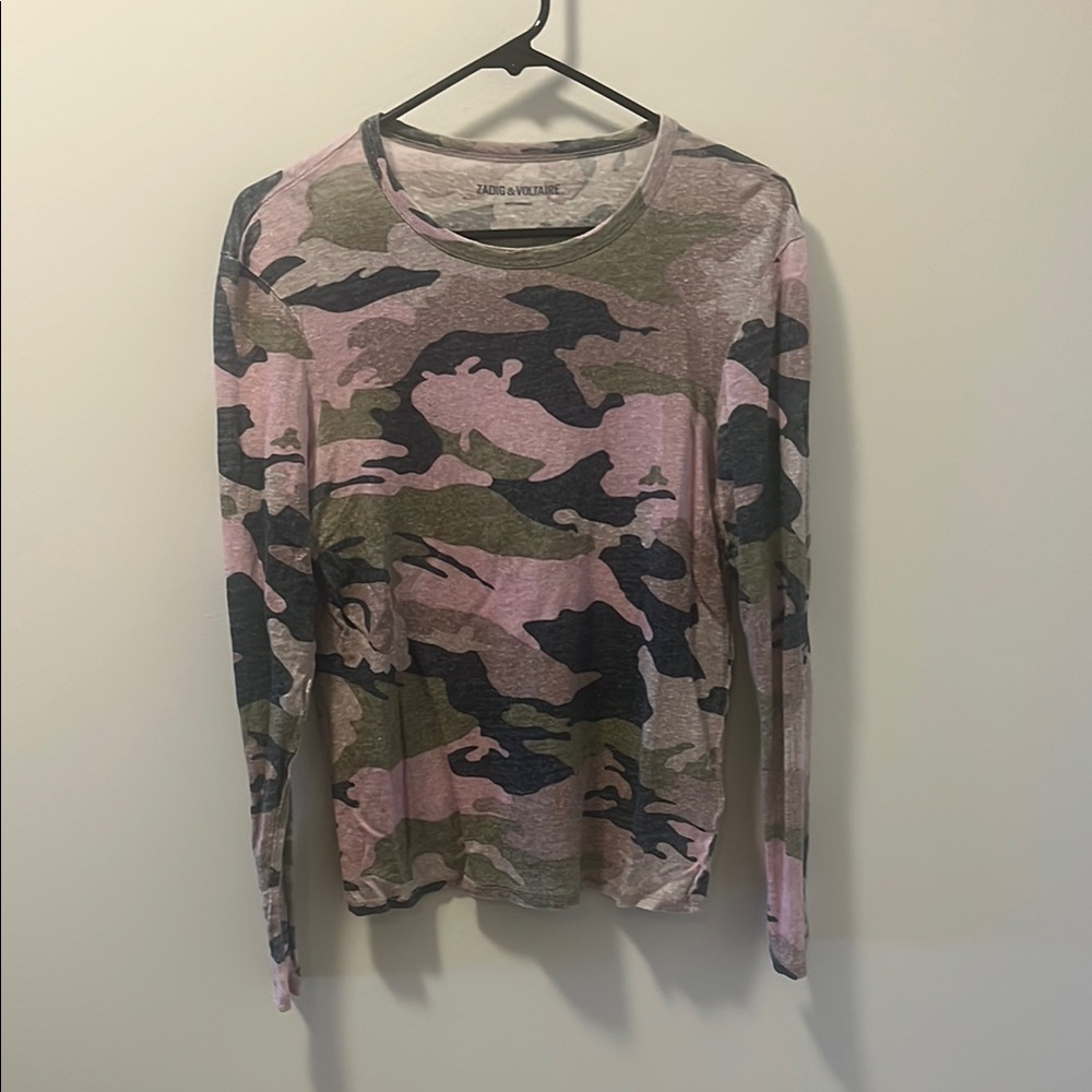 Zadig & Voltaire Pink and Green Camouflage Shirt
